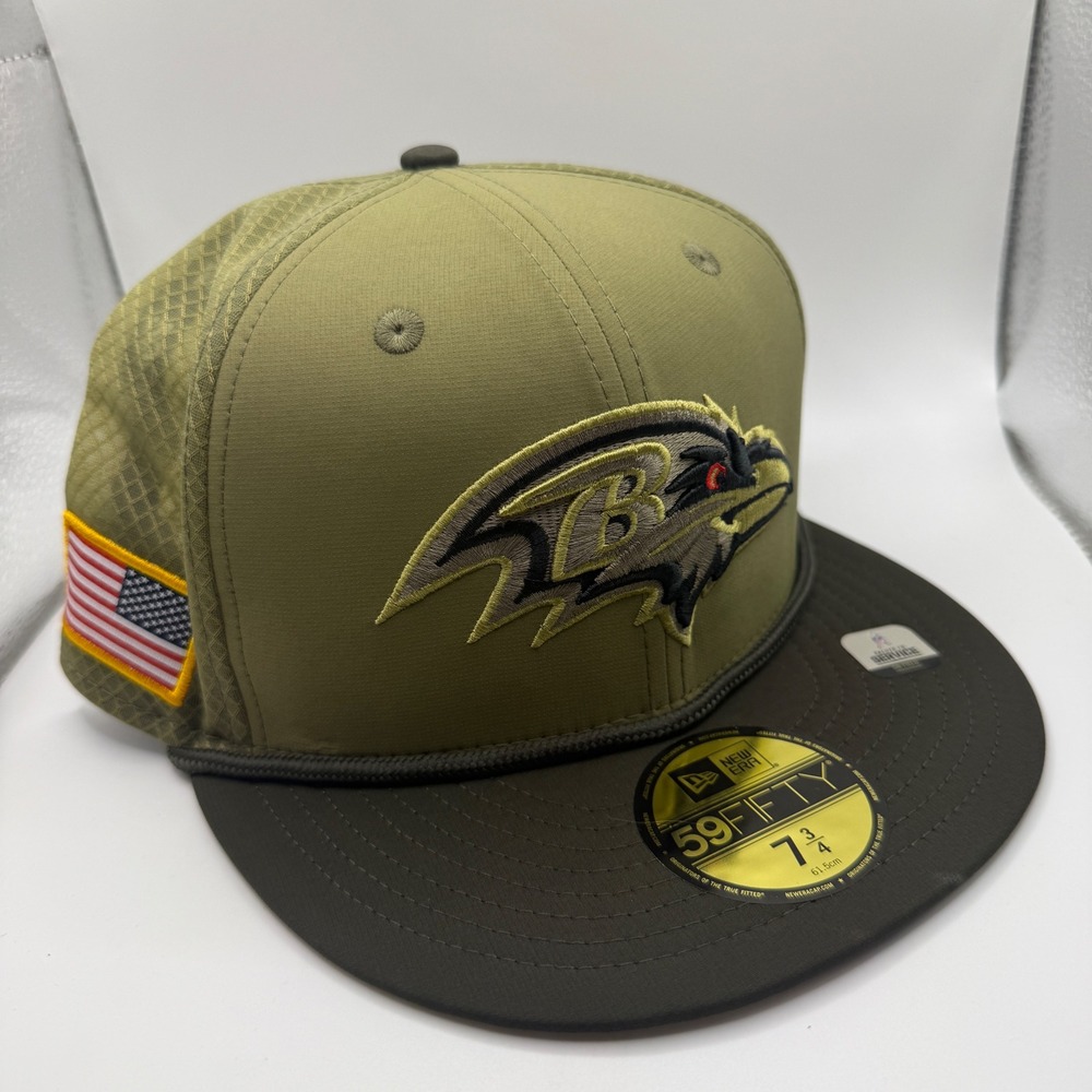New Era 59FIFTY Baltimore Ravens Salute to Service Fitted Hat 7 3/4 Olive Brown